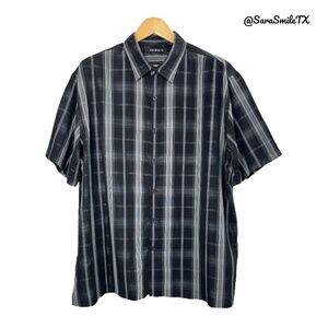 AXIST Black Plaid Short Sleeve Button Down Business Casual Shirt